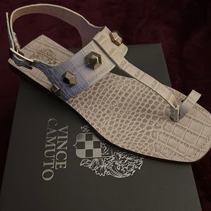 Vince Camuto Dailette studded taupe crocodile sandal 7.5 New in box Never Worn